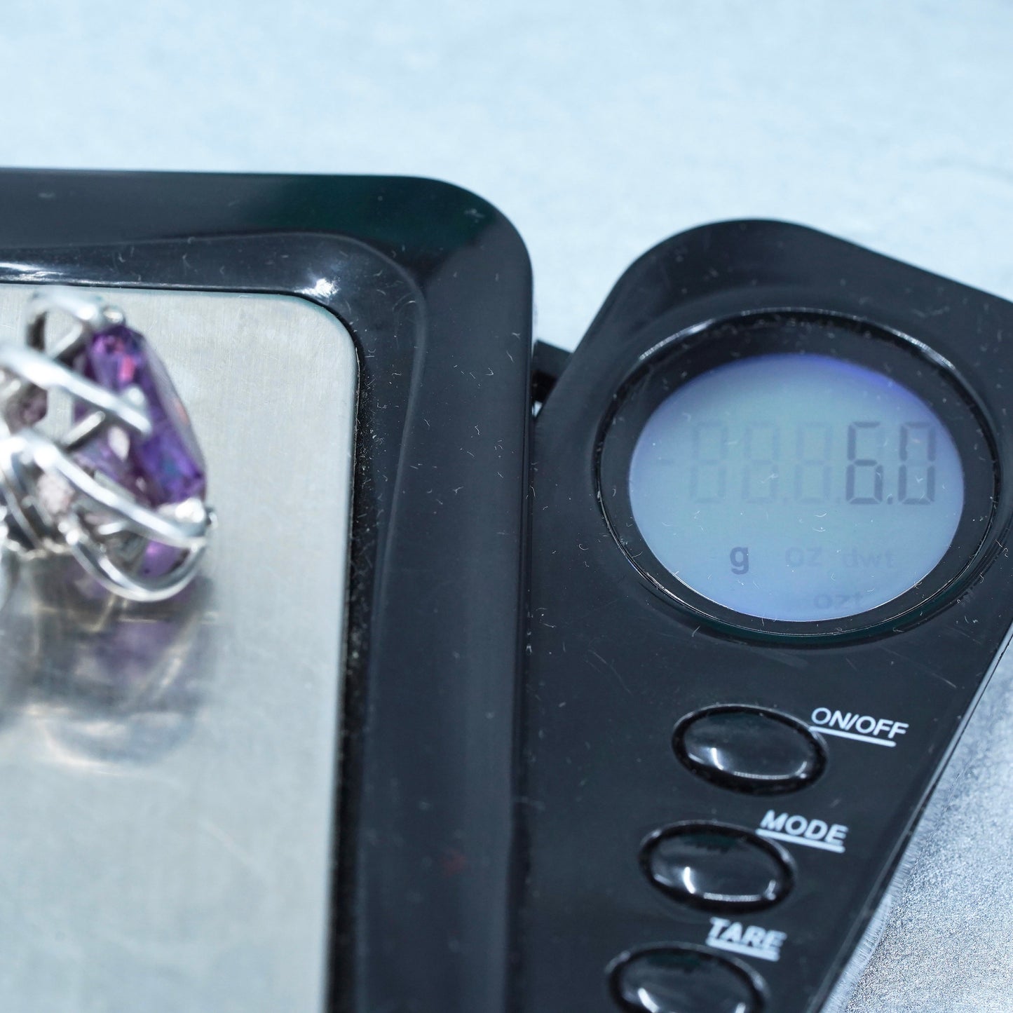 Size 6.5 vintage Sterling 925 silver handmade band ring with amethyst