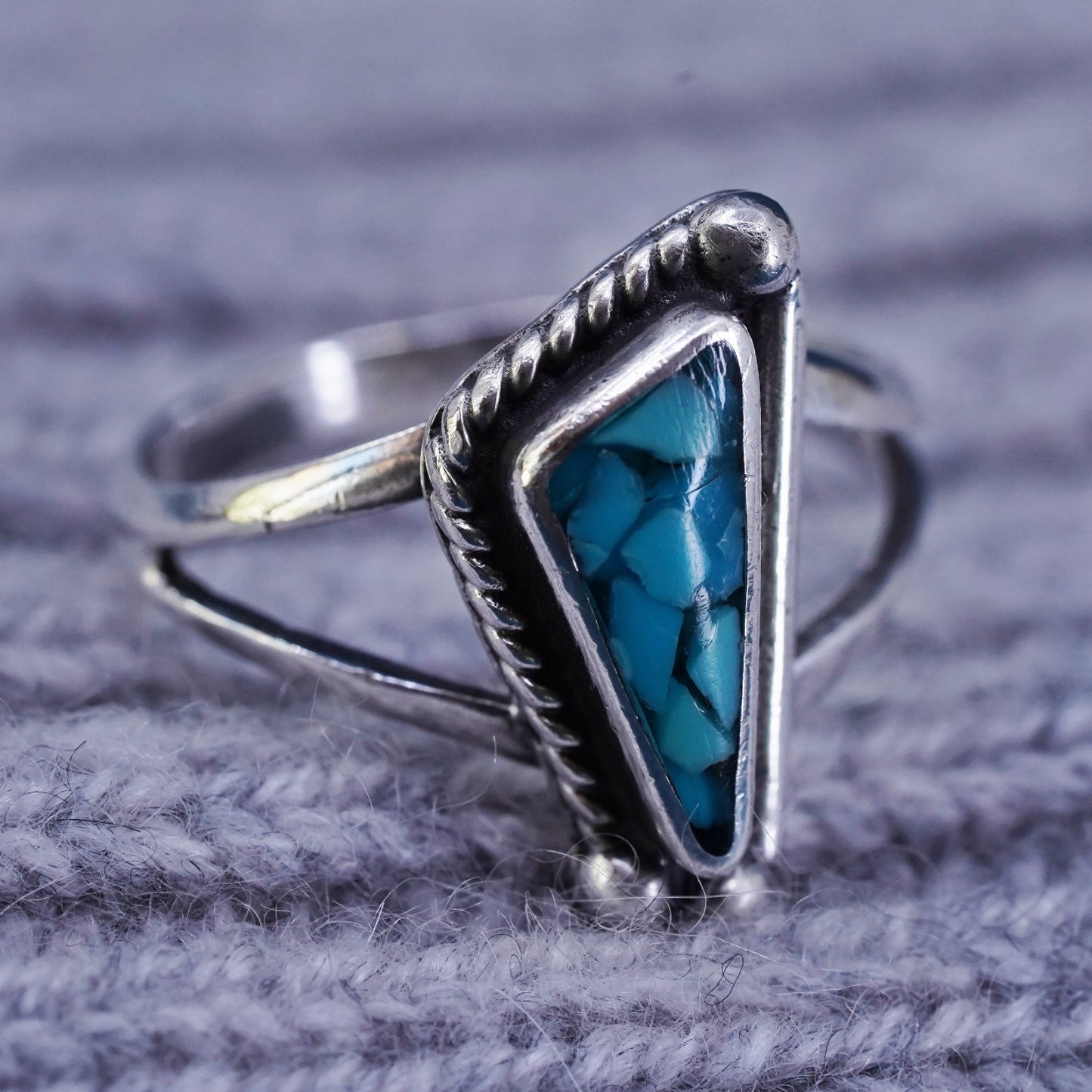 Size 7.5 Native American, southwestern Sterling silver handmade ring turquoise
