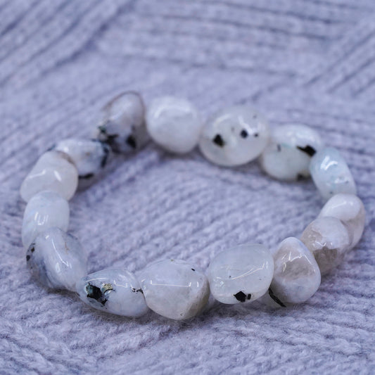 6.75", vintage moonstone nugget bracelet with elastic band