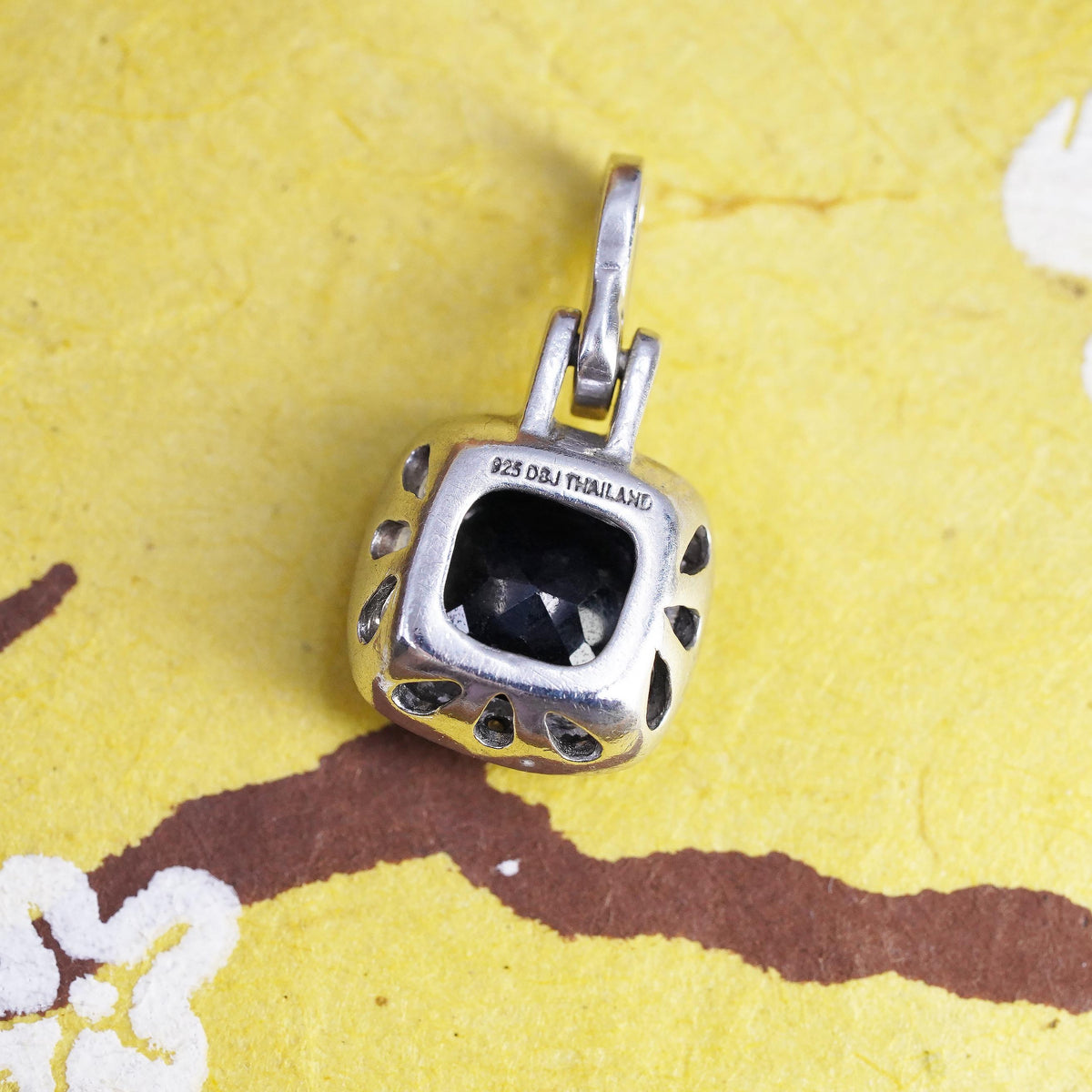 Vintage DBJ Sterling 925 silver pendant with natural sapphire diamond details