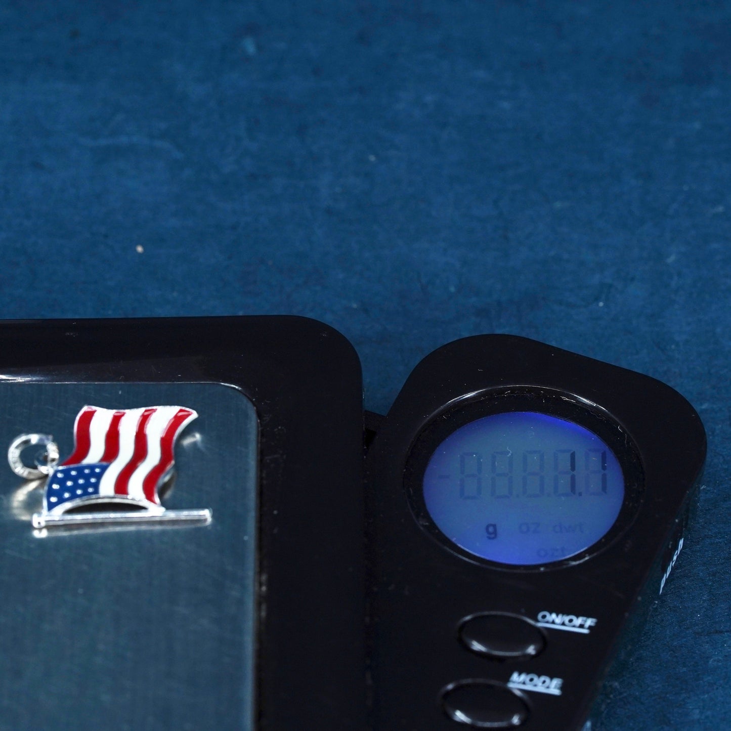 Vintage Sterling silver handmade pendant, 925 enamel American flag