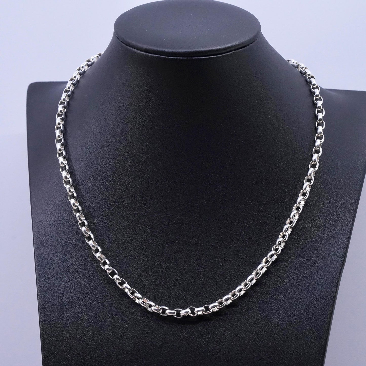 18”, vintage Prochain Sterling silver handmade necklace, bold 925 circle chain