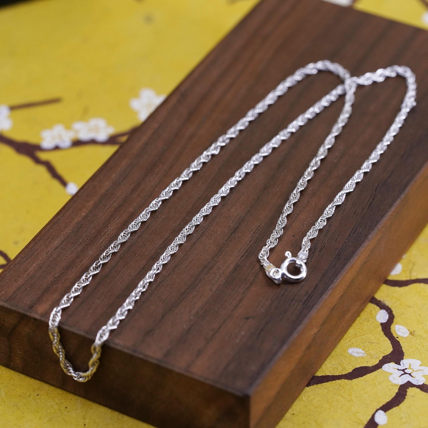 18", vintage IBB Sterling silver necklace, Italian 925 Singapore rope chain