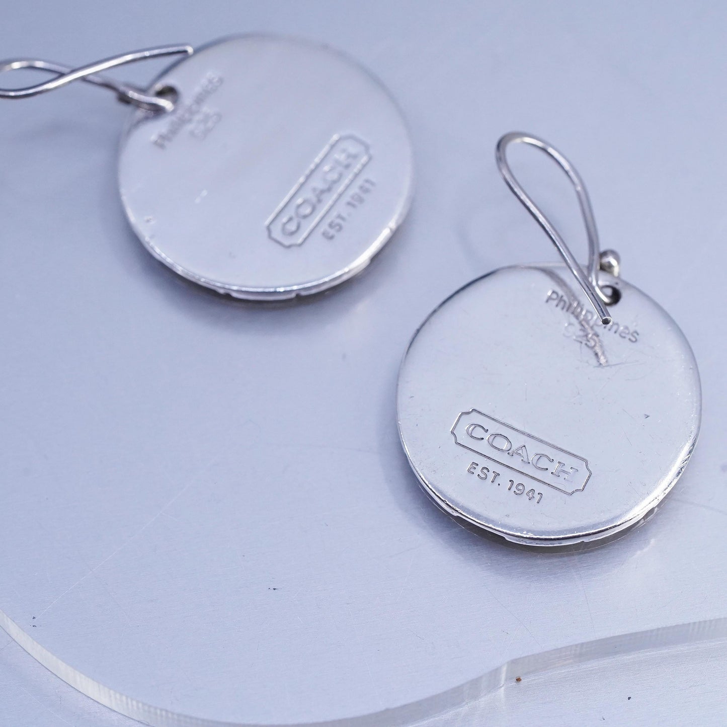 Coach VTG Signature C Charms Earrings Precious Metal Sterling Silver 925 Y2K