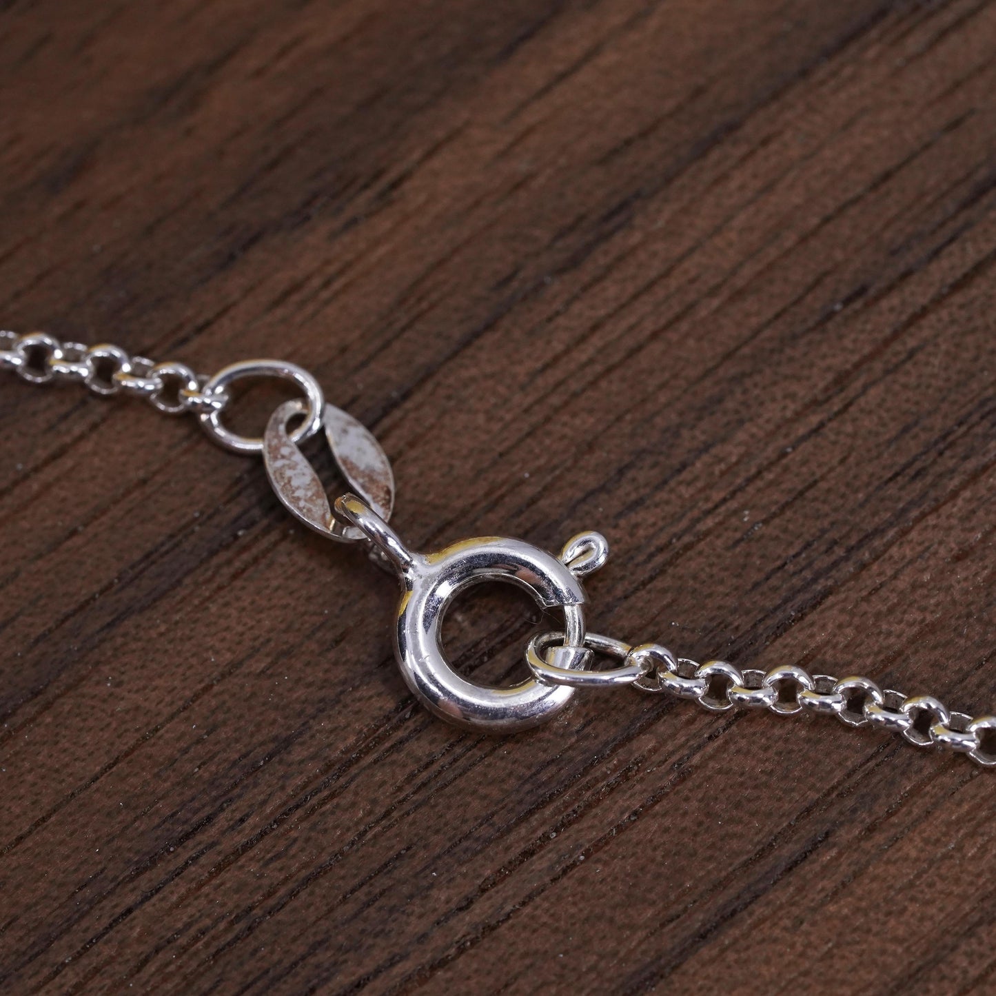 18", Italian Sterling 925 Silver circle Chain Necklace w/ monogram RAB pendant