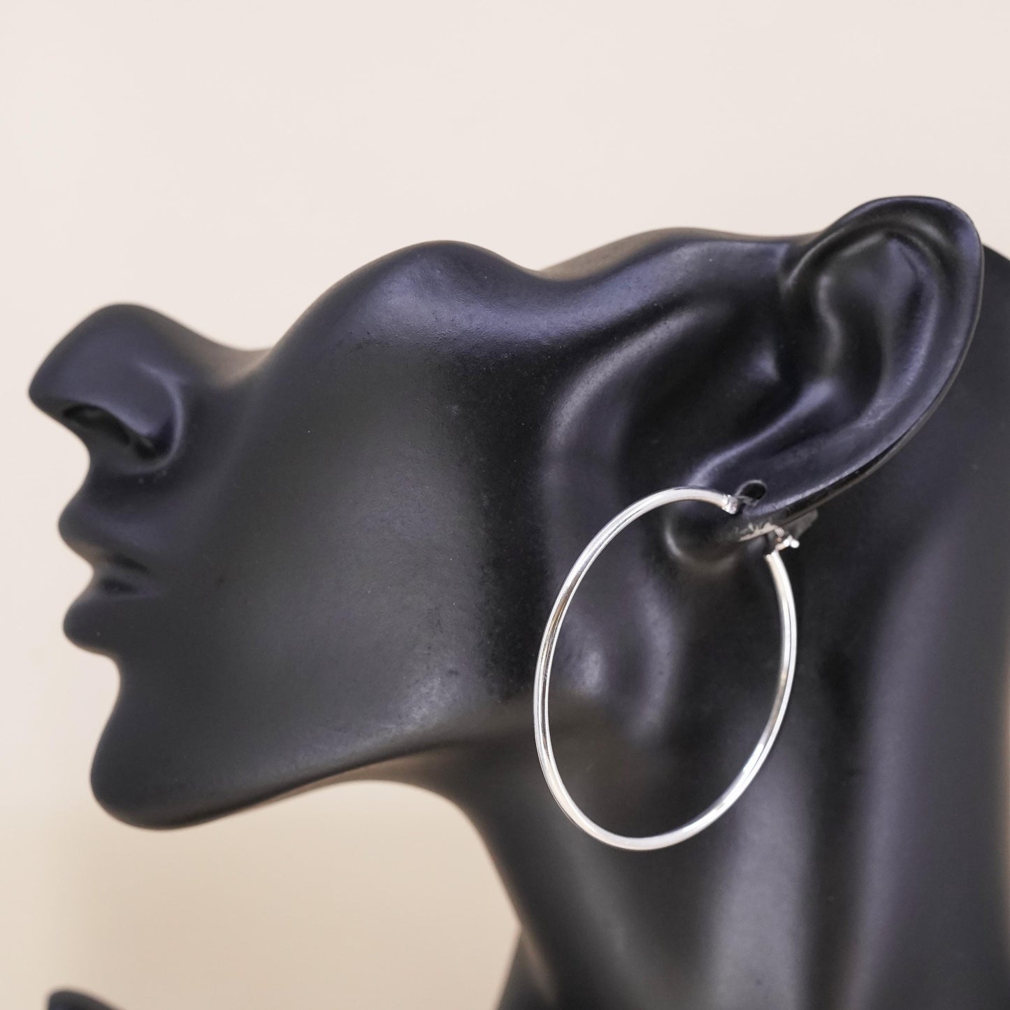 1.75", Vintage sterling silver loop single earring, thin hoop
