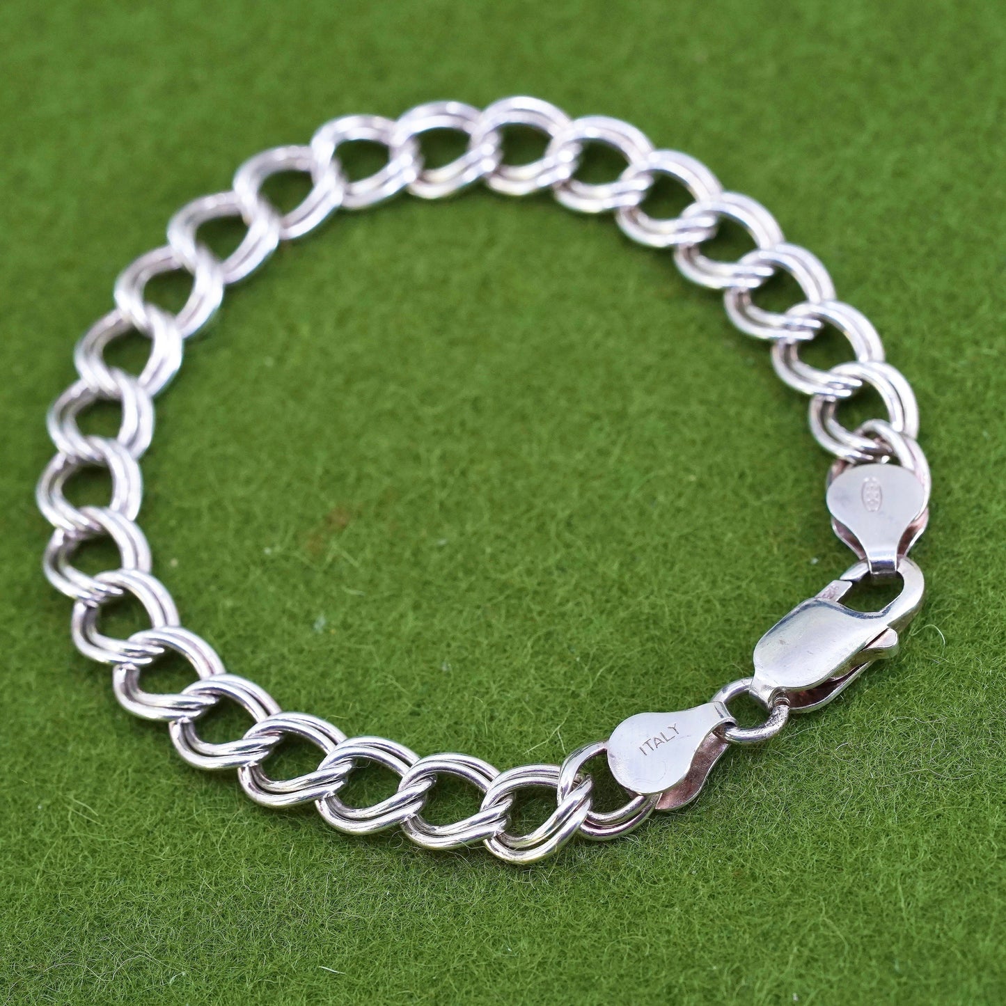 6.75", 8mm, Vintage sterling silver bracelet, 925 double curb chain