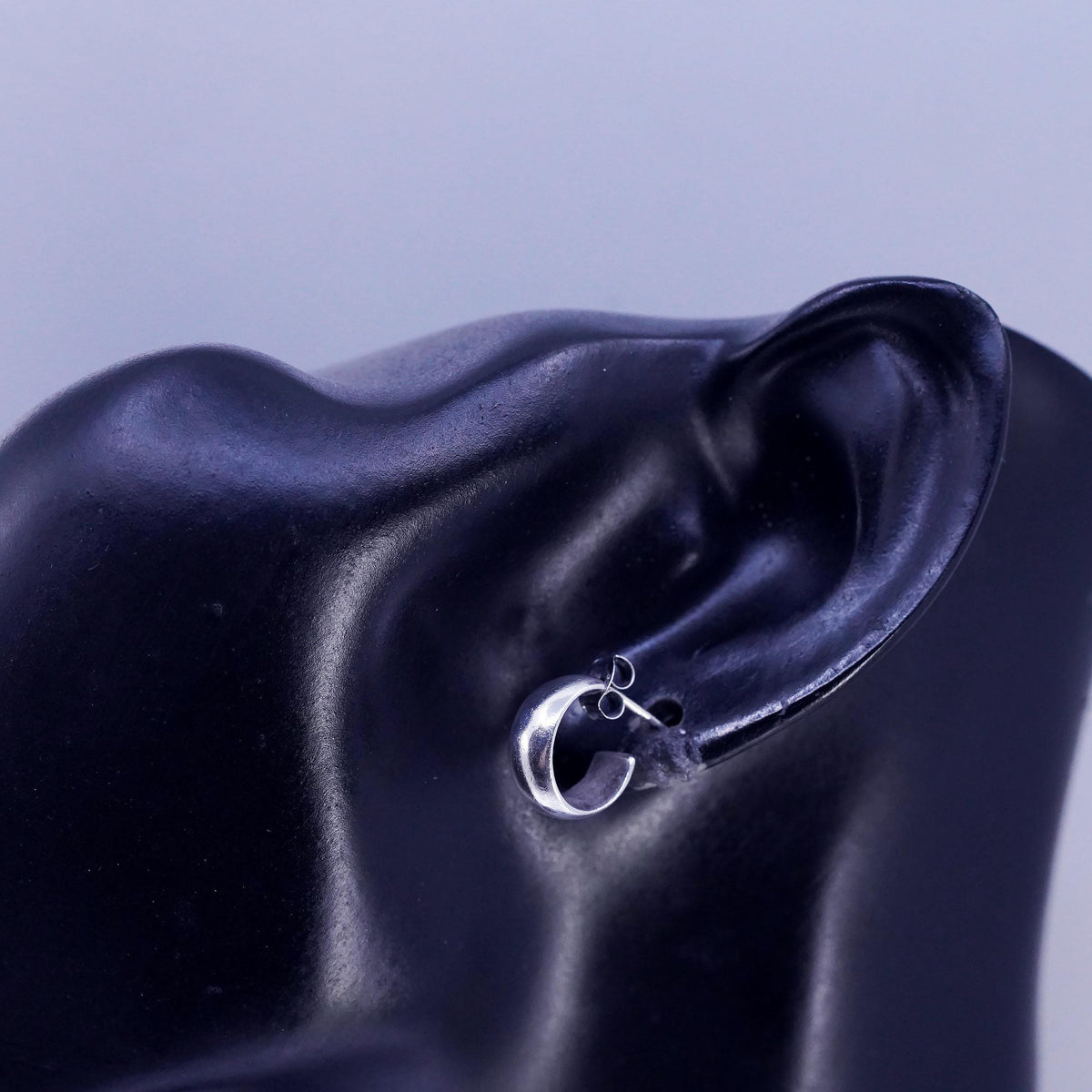 0.5", Vintage 925 Sterling Silver Handmade Hoop Earrings, 925 huggie studs