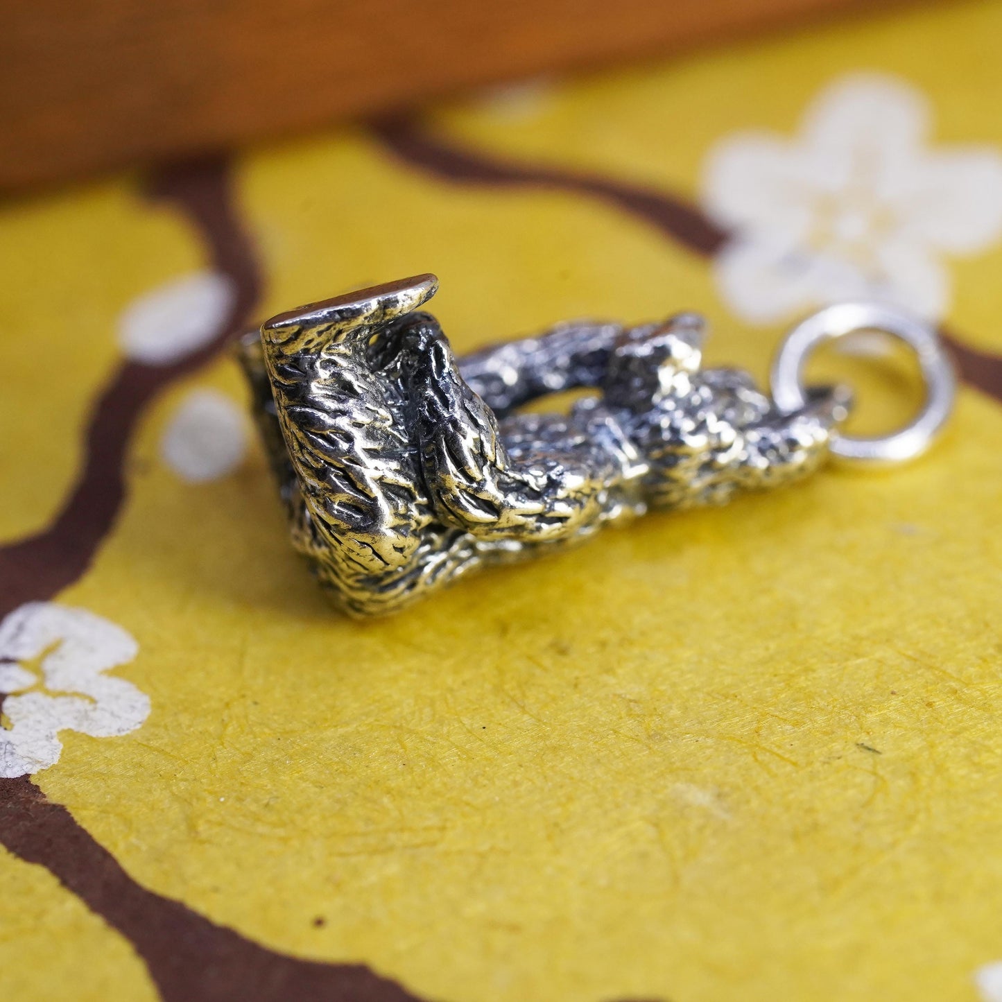 Vintage Sterling 925 silver handmade teddy bear pendant charm