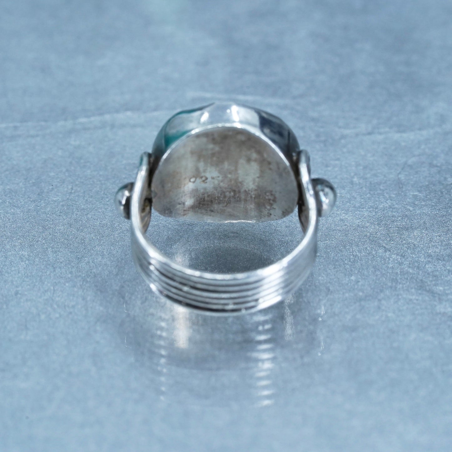Size 3.75, vintage Sterling 925 silver handmade ring with blue agate