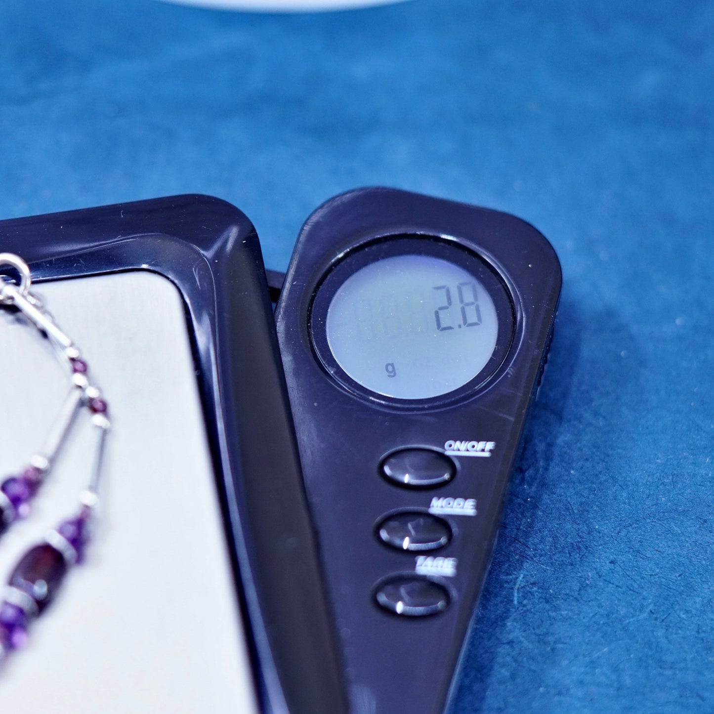 7”, sterling handmade bracelet, 925 liquid silver chain with amethyst beads