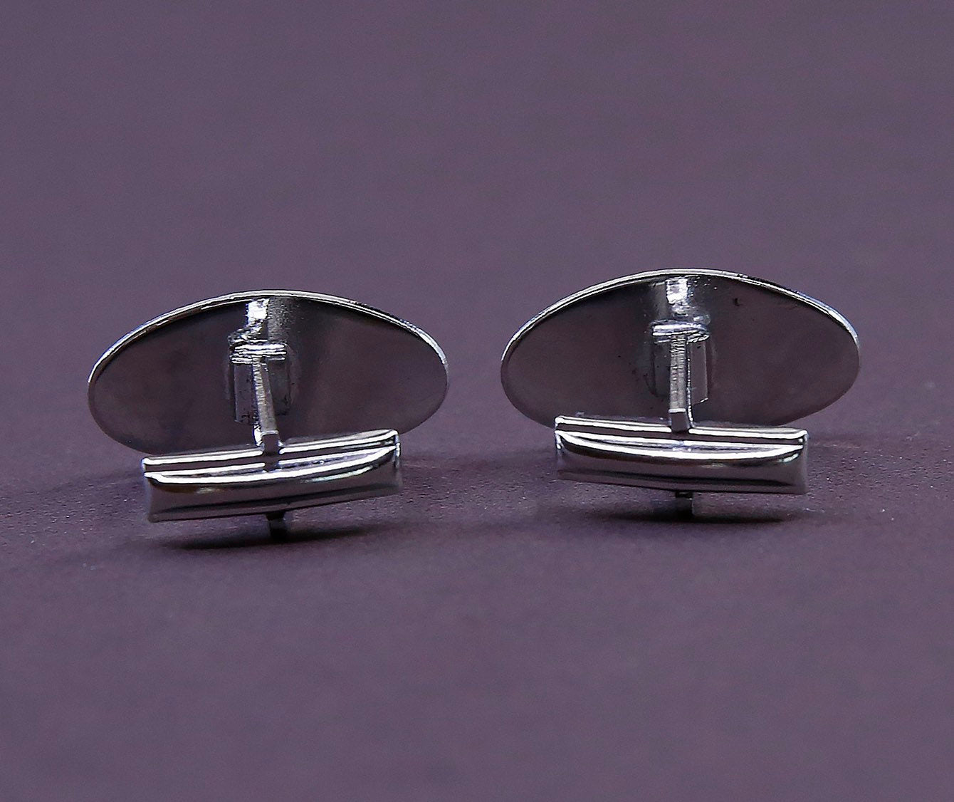 Vintage mid century sterling silver cufflink, Solid 925 silver cuff link with half matt surface, stamped sterling
