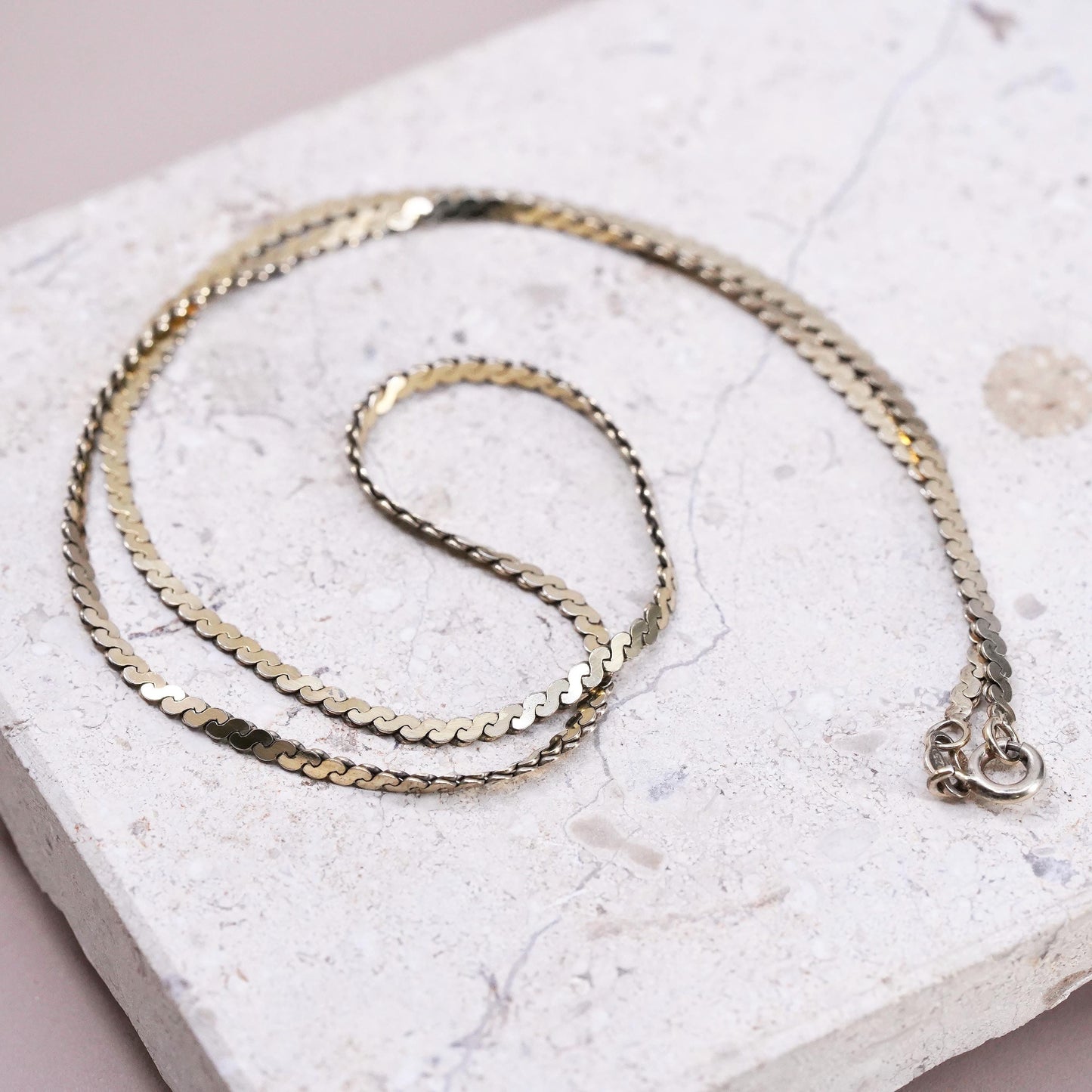 18”, VTG vermeil gold over Sterling silver handmade necklace, 925 s link chain