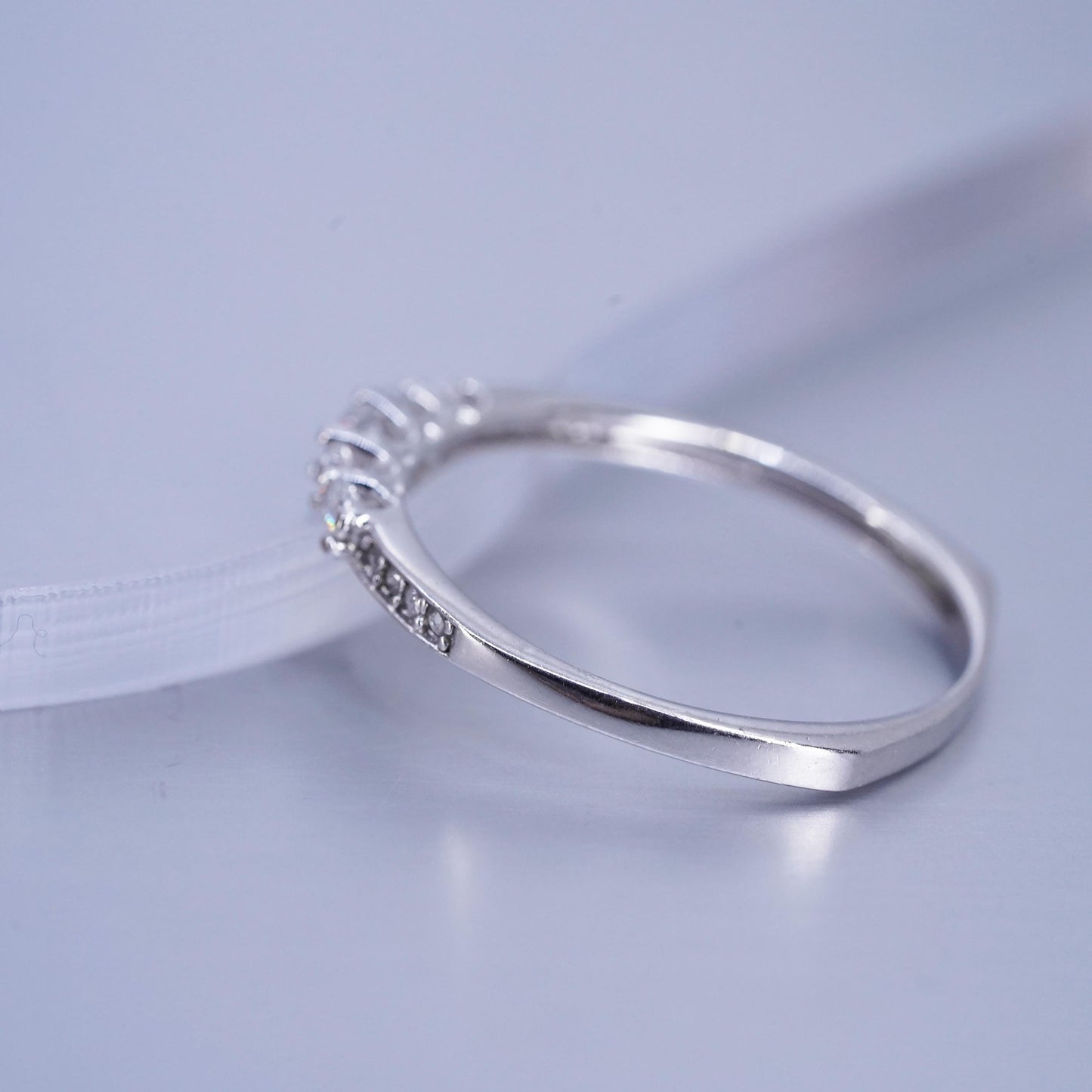 Size 10, vintage southwestern Sterling 925 silver wedding ring, Cz band