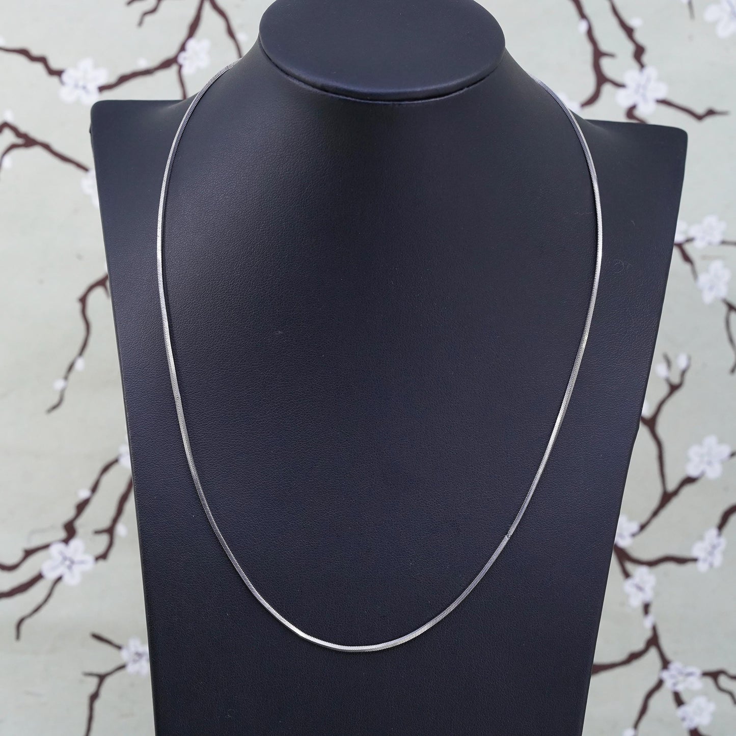 20”, 1.6mm, Vintage sterling silver square snake chain, Italy 925 necklace