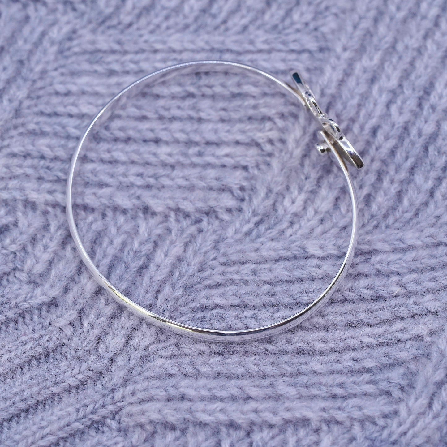 7", vintage Sterling silver handmade bracelet, 925 hinged dragonfly bangle