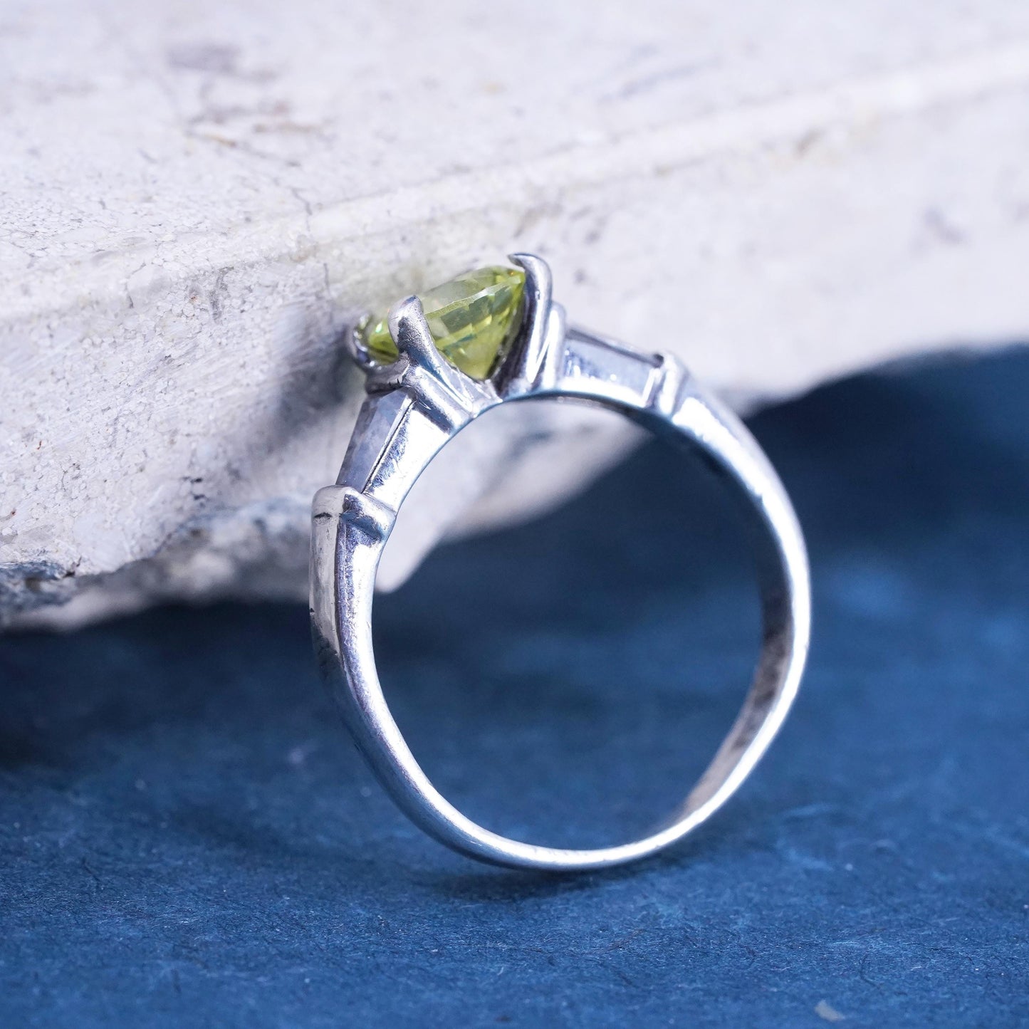 Size 7, vintage Sterling 925 silver ring with citrine and cz around