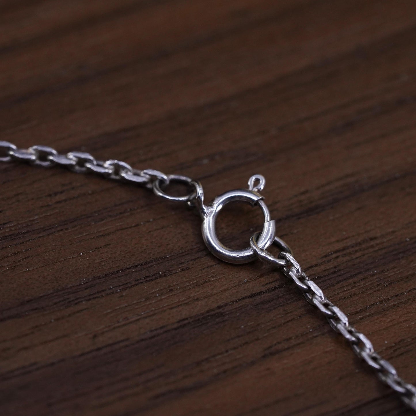 16" 1.6mm, vintage Sterling silver necklace, 925 edgy oval chain