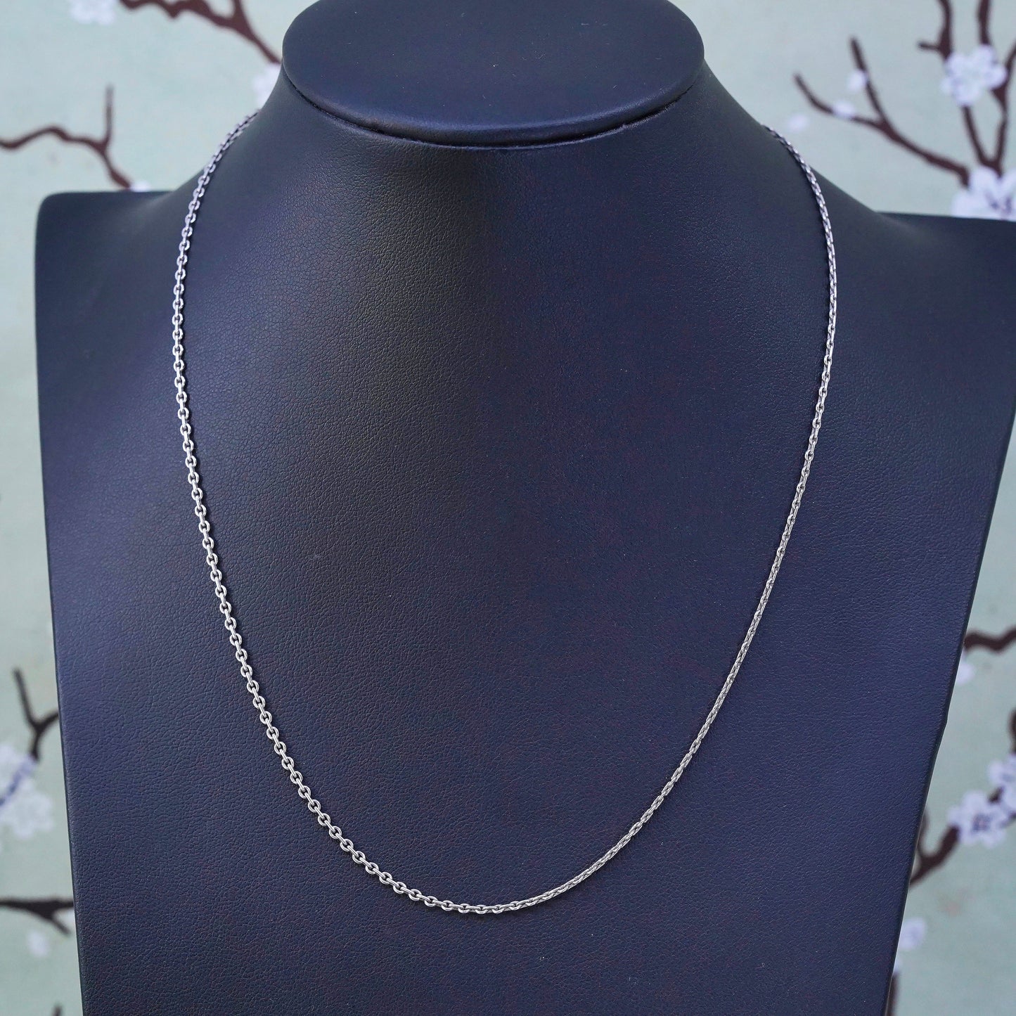 18" 1.6mm, Vintage Italian sterling circle link chain, 925 silver necklace