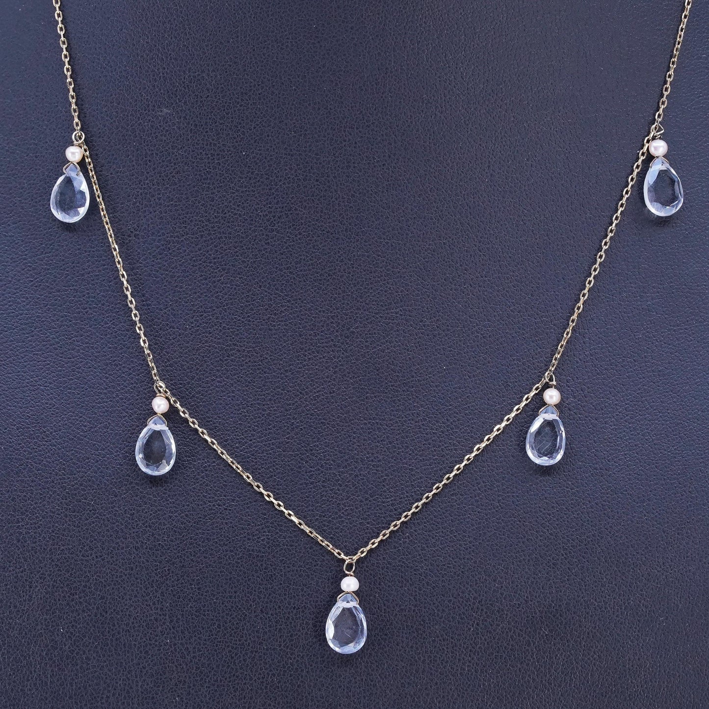 16+2" vermeil gold plated Sterling 925 silver circle necklace teardrop pendant