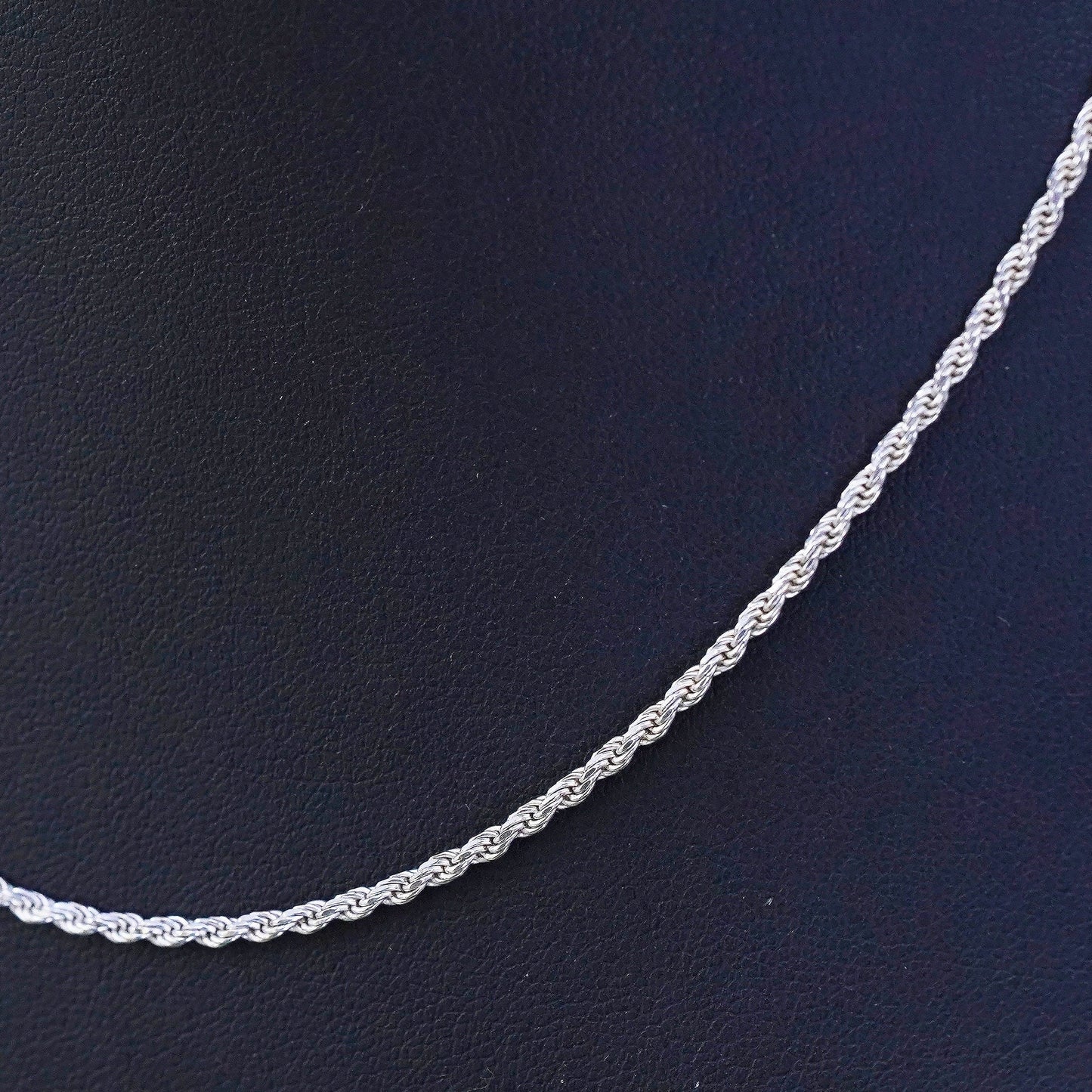 16” 2mm, vintage sterling silver necklace, 925 rope chain