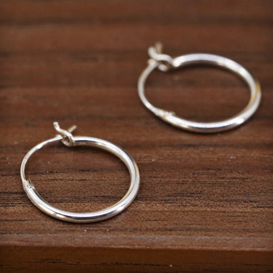 0.5”, Vintage Sterling 925 silver handmade earrings, 925 hoops