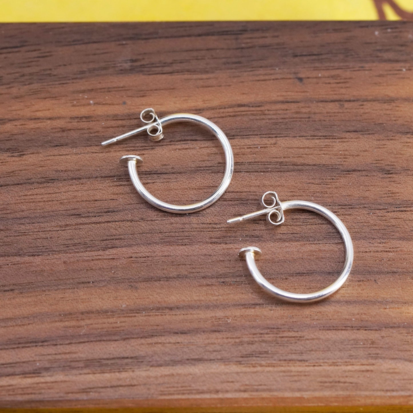 0.75”, Vintage Sterling silver handmade earrings, maxico 925 hoops