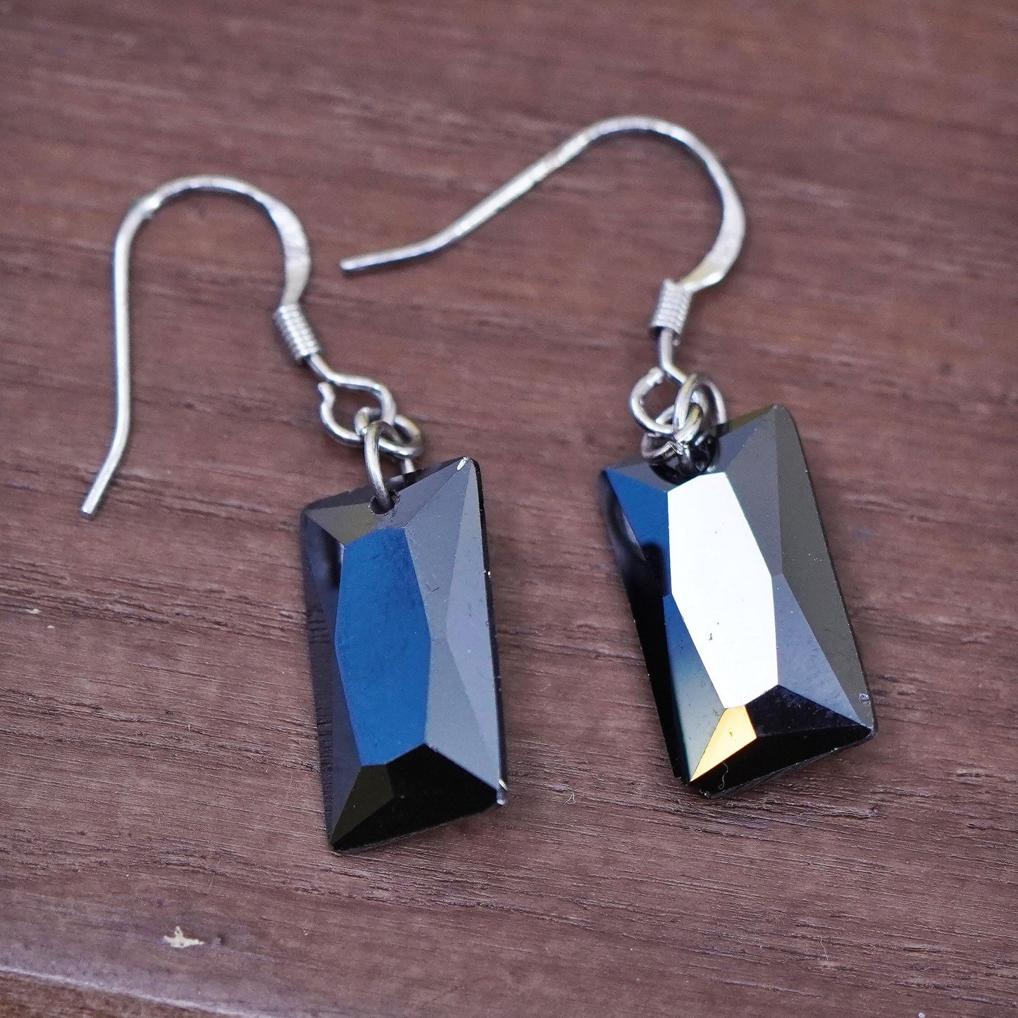Vintage Sterling 925 silver handmade earrings with oval smoky topaz