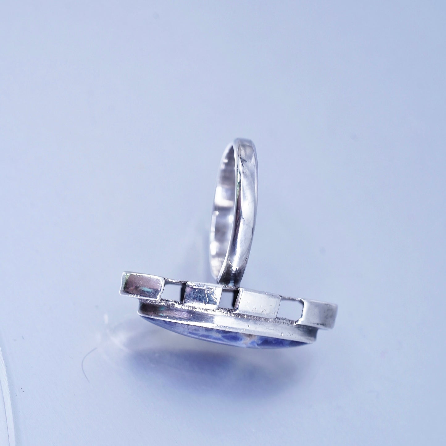 Size 8, vintage taxco Come Sterling 925 silver handmade ring with sodalite