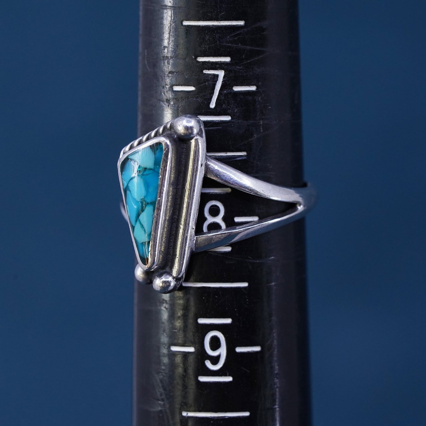 Size 7.5 Native American, southwestern Sterling silver handmade ring turquoise