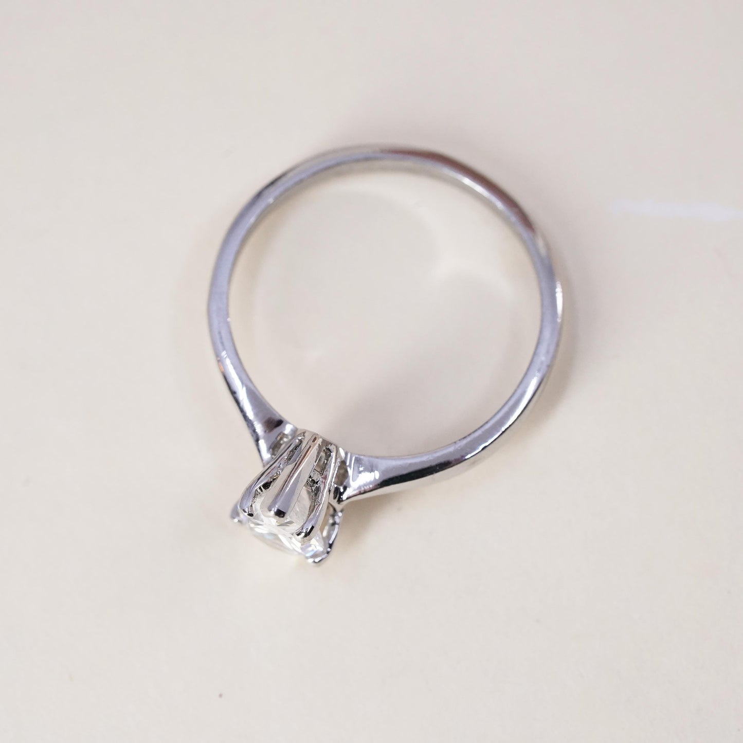 Size 6.75, Sterling silver ring, 925 silver w/ teardrop cut cz, engagement ring
