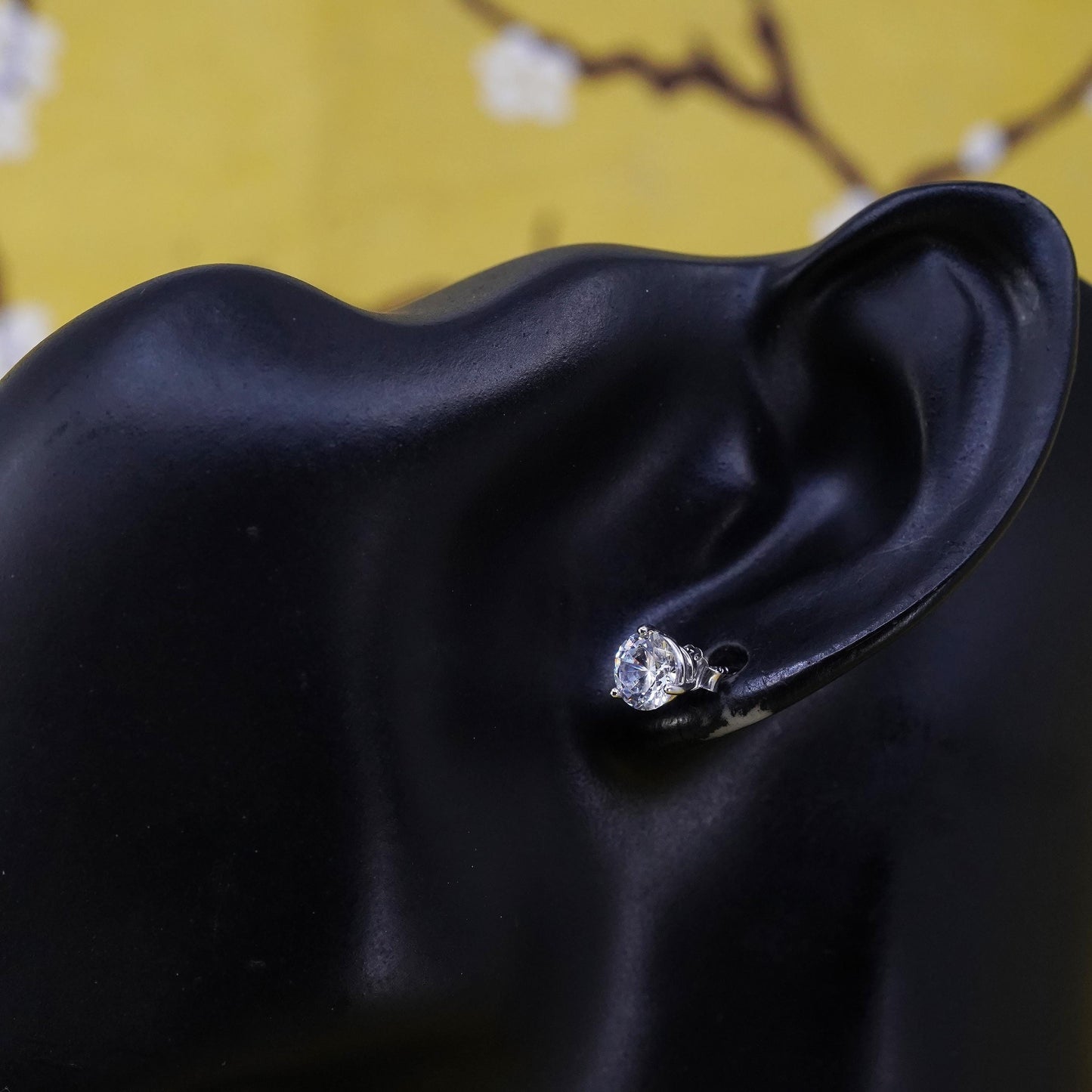 5mm, Sterling silver clear round crystal studs, cz earrings