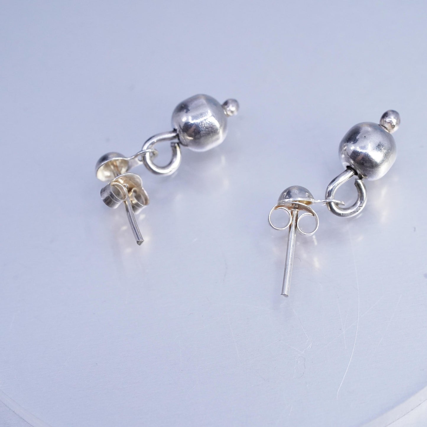 Vintage Sterling 925 silver handmade bead dangle earrings
