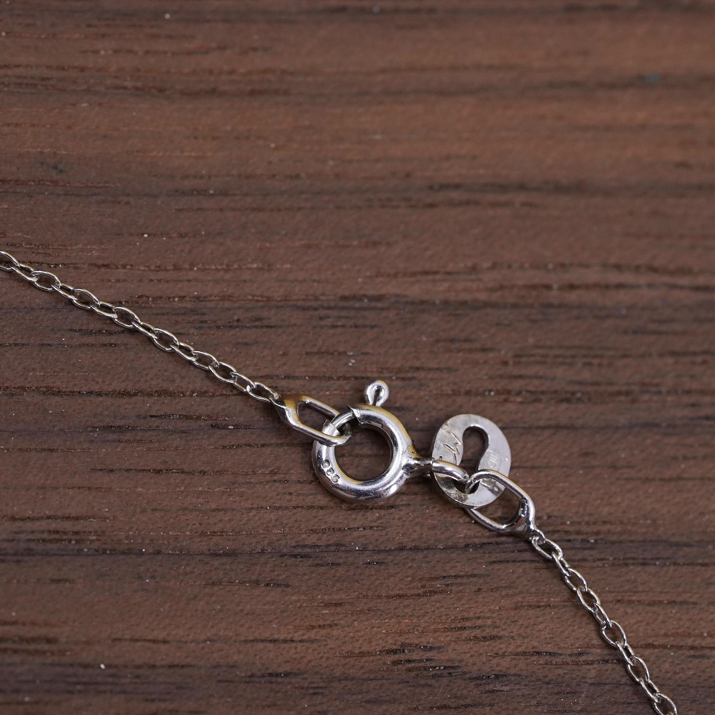 18” Sterling silver necklace, 925 circle chain cluster diamond teardrop pendant