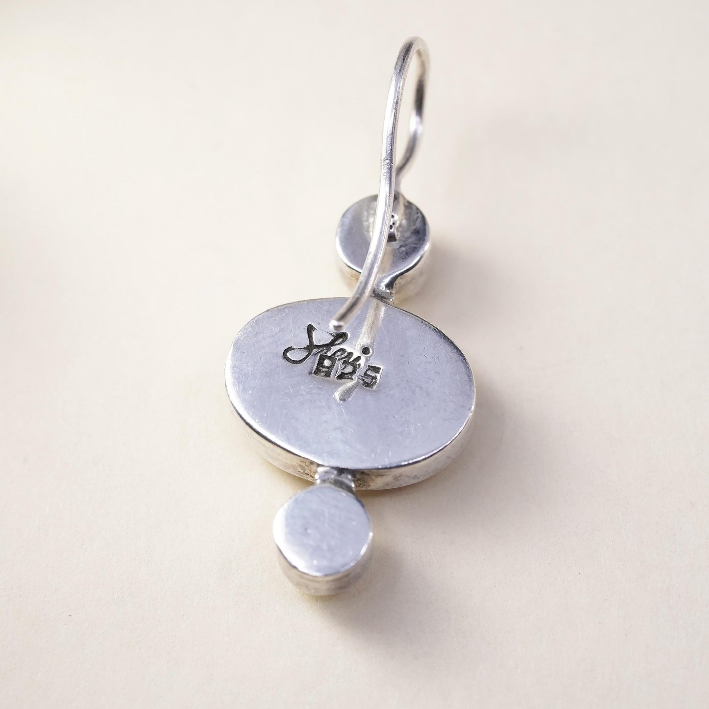 Vintage sterling silver 925 handmade single earring with white pearl