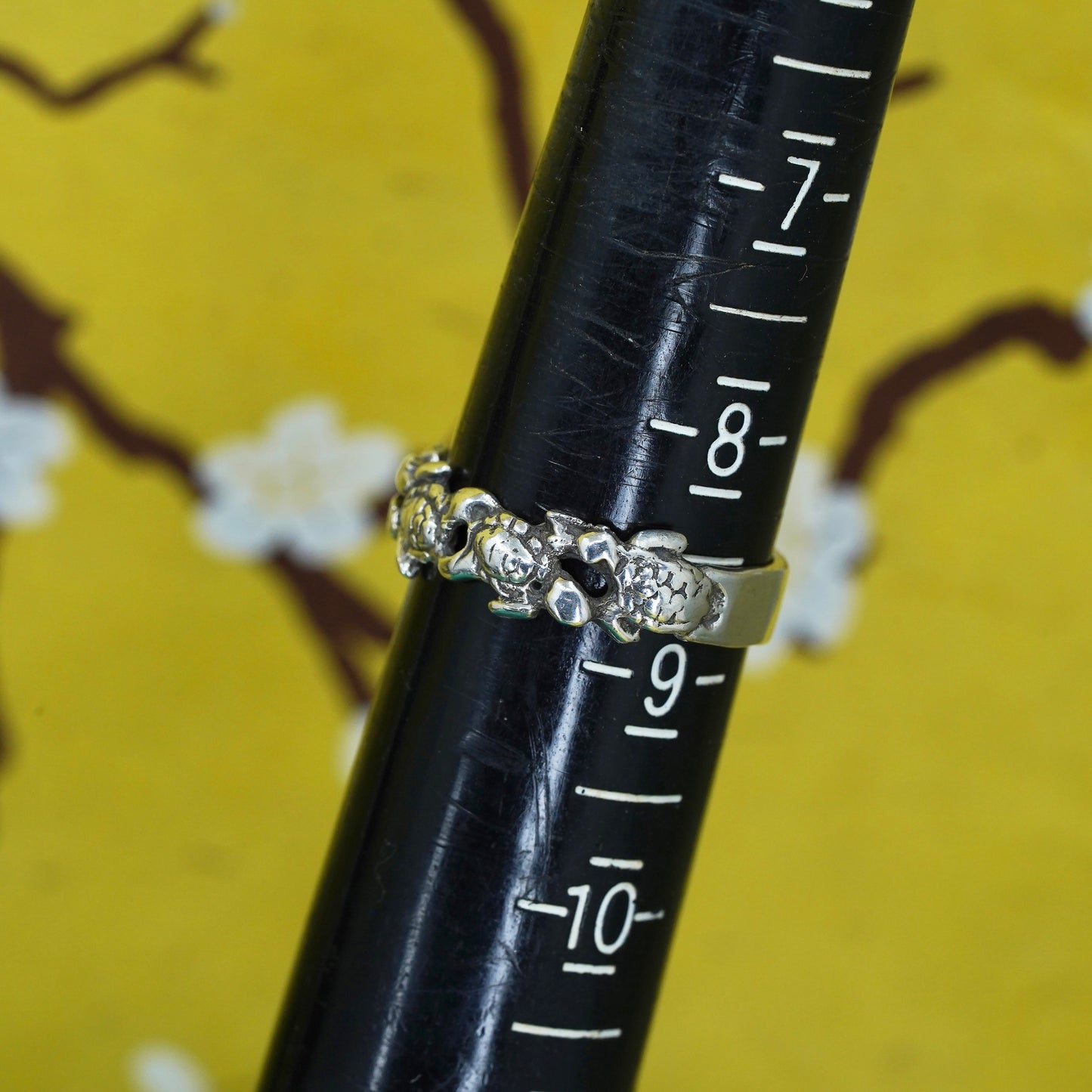 Size 8.25, vintage Mexico Sterling silver handmade ring, 925 sea turtle band