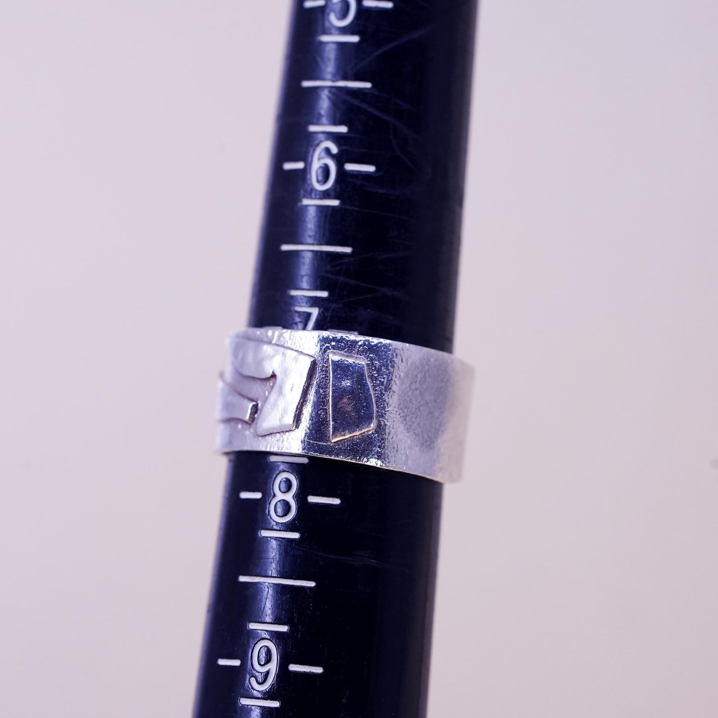 Size 7, vintage Sterling silver handmade ring, wide 925 textured band