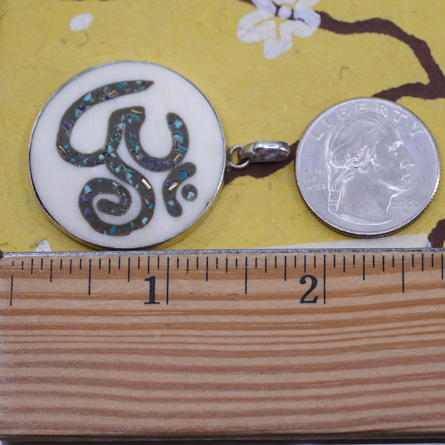 Sterling Silver Mother of Pearl Om Pendant, Aum Necklace Charm, Spiritual Yoga