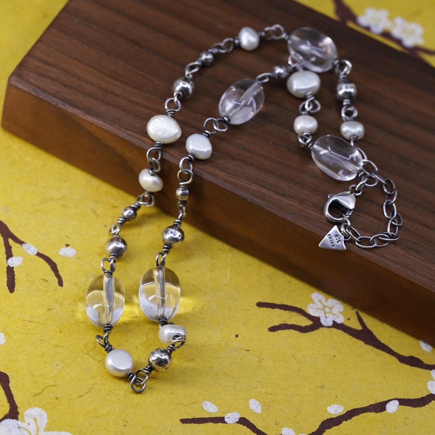 16+2” Silpada N1602 Freshwater Pearl, Crystal Quartz & Sterling 925 Silver Bead