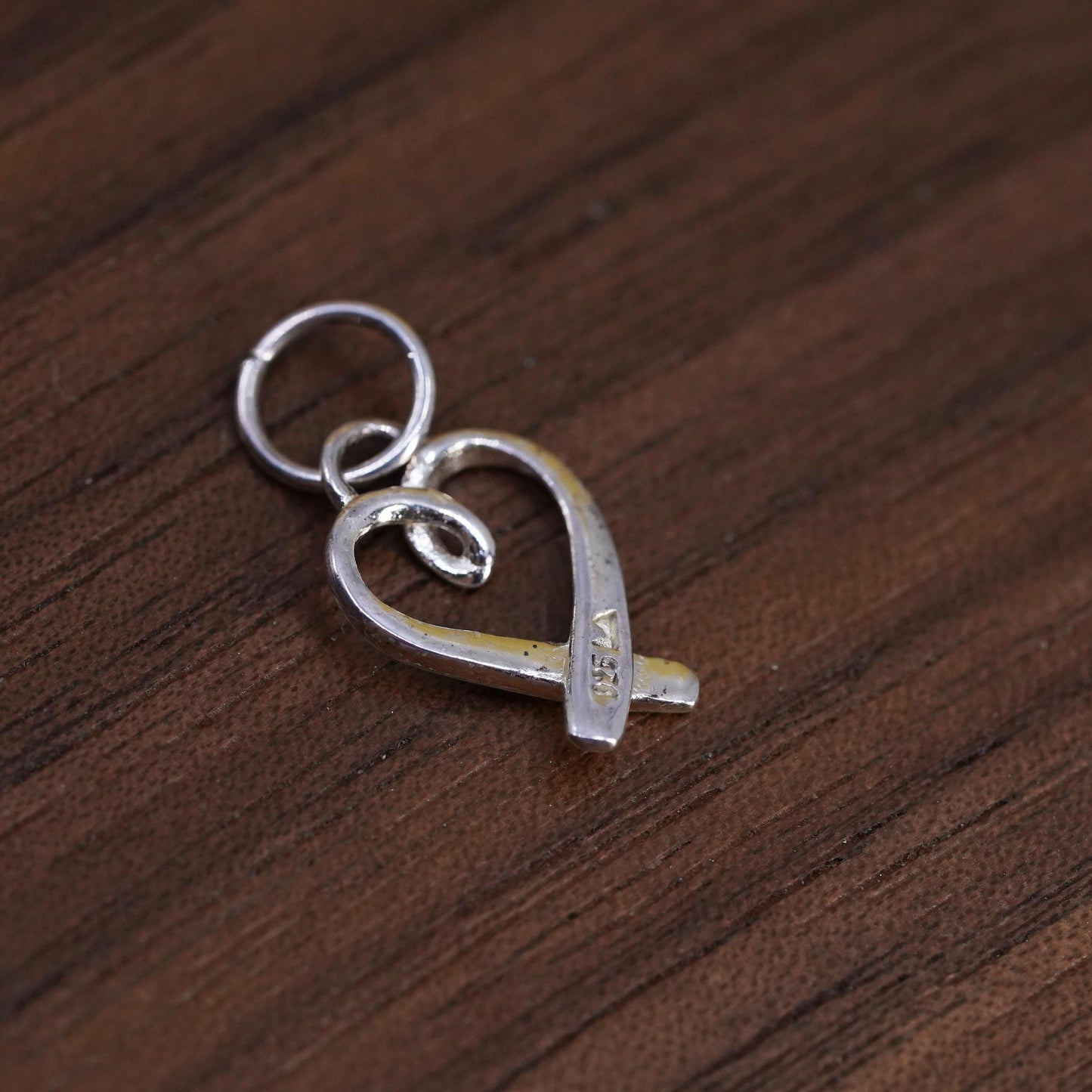 Vintage Sterling silver handmade charm, Mexico 925 heart pendant