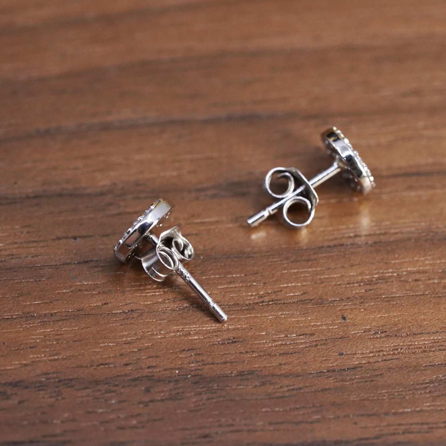 Vintage Sterling 925 silver cluster Cz studs, Swarovski earrings