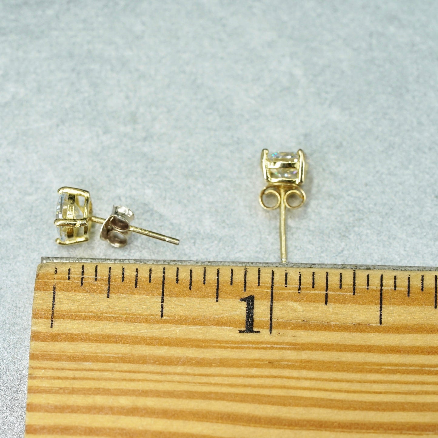 6mm Vintage rose gold Sterling 925 silver earrings, studs with round Cz