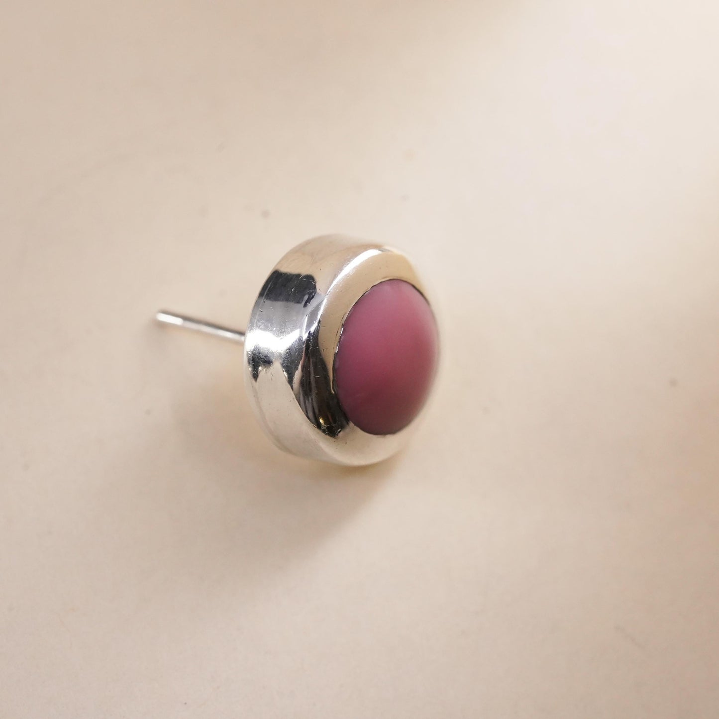 veg southwestern Mexican Sterling 925 silver stud pink enamel, single earring