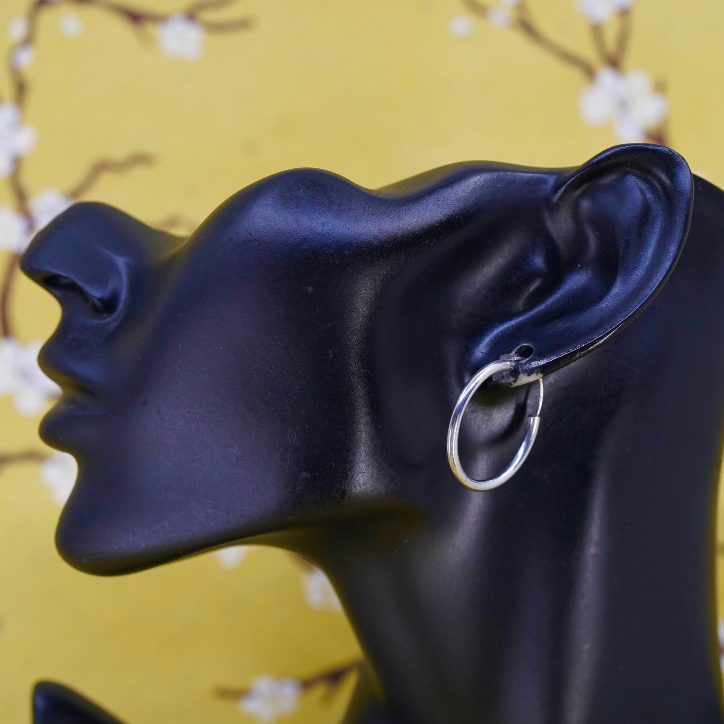 1”, Vintage Sterling silver handmade earrings, 925 silver hoops