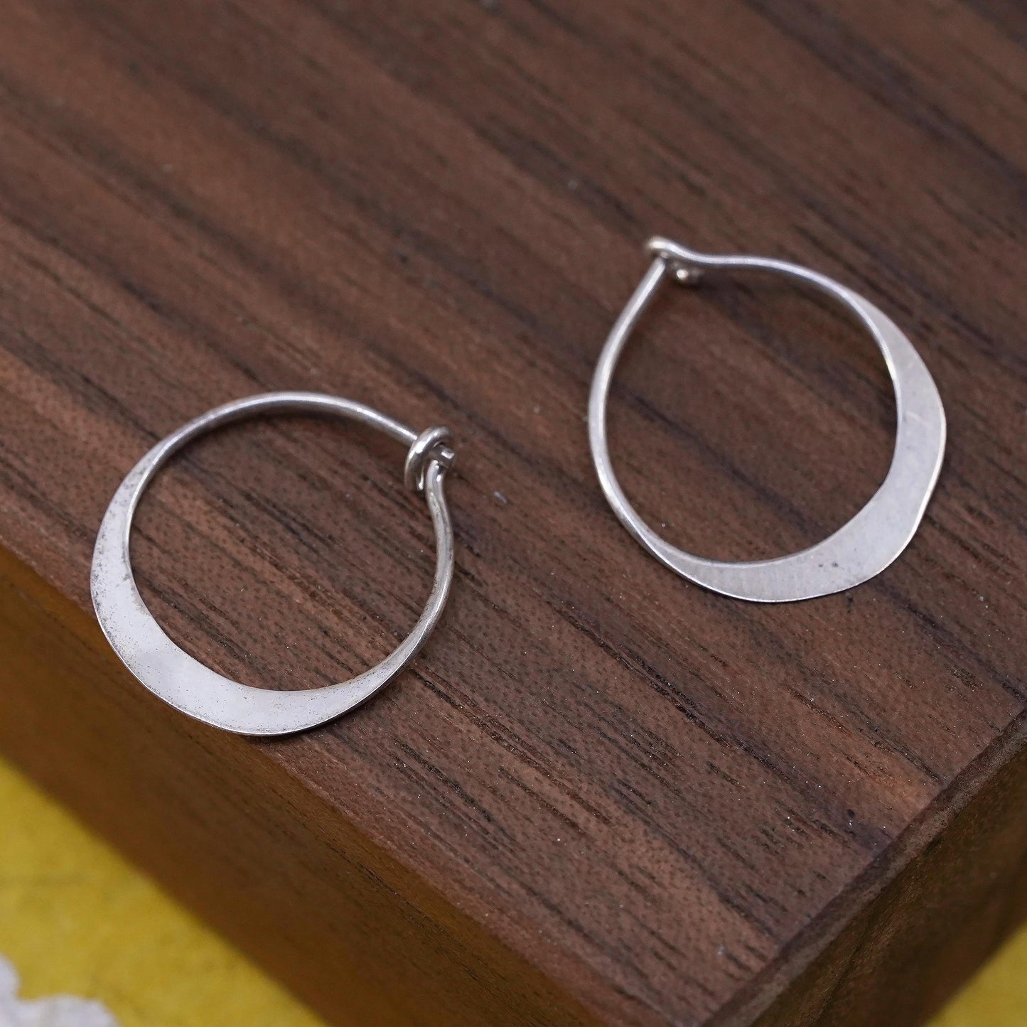 0.5”, Vintage Sterling 925 silver handmade earrings, 925 flatten hoops