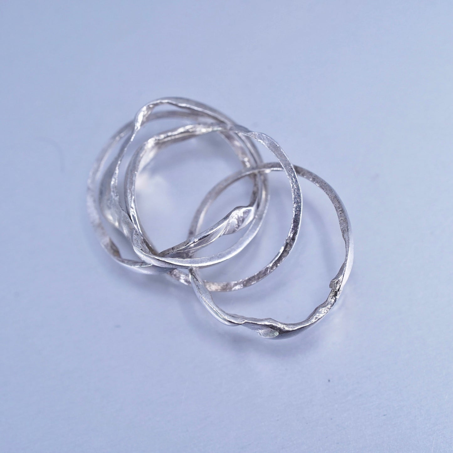 Size 4, vintage Sterling silver handmade cross ring, puzzle 925 entwined band