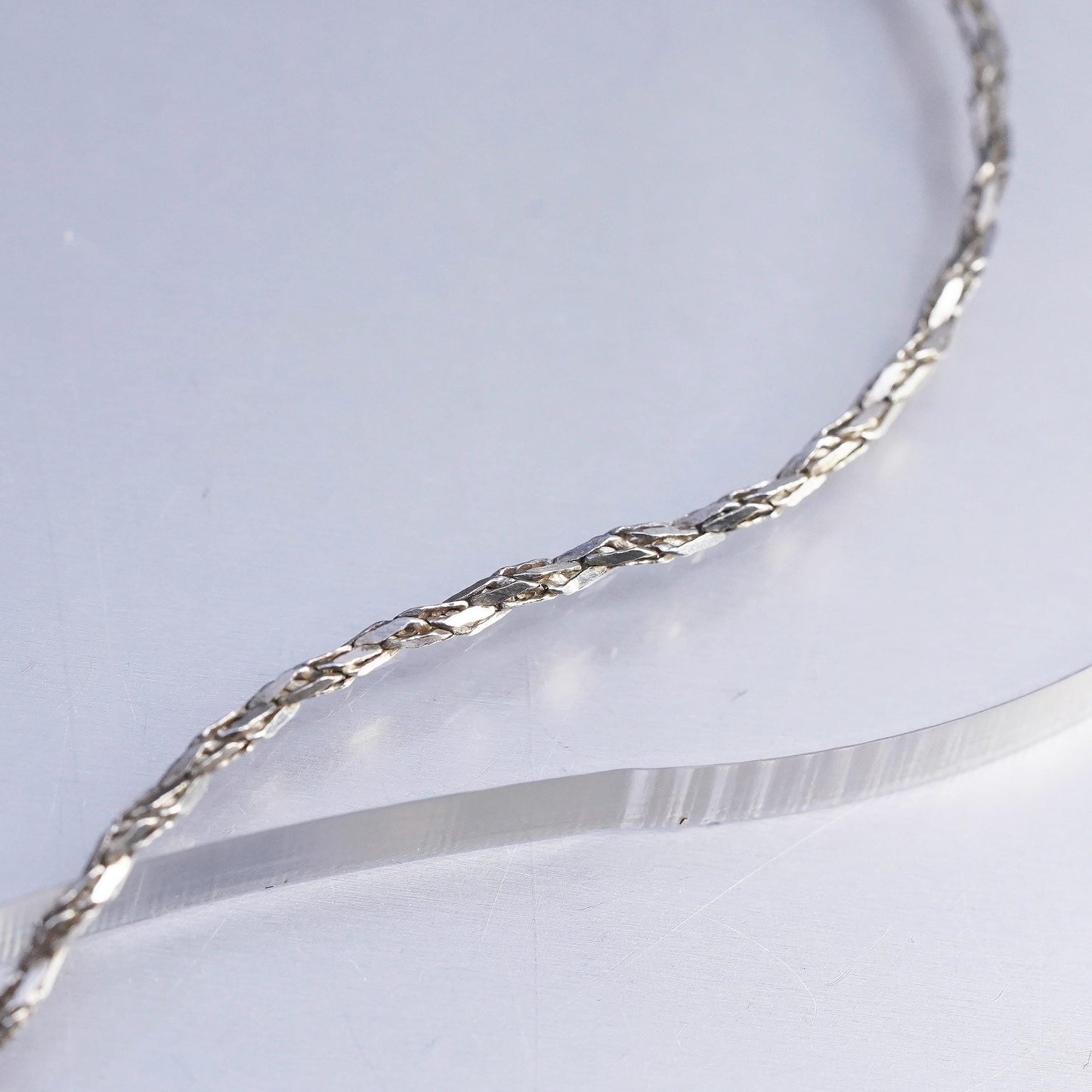 18" 2mm, vintage Italian Sterling 925 silver twisted chain necklace