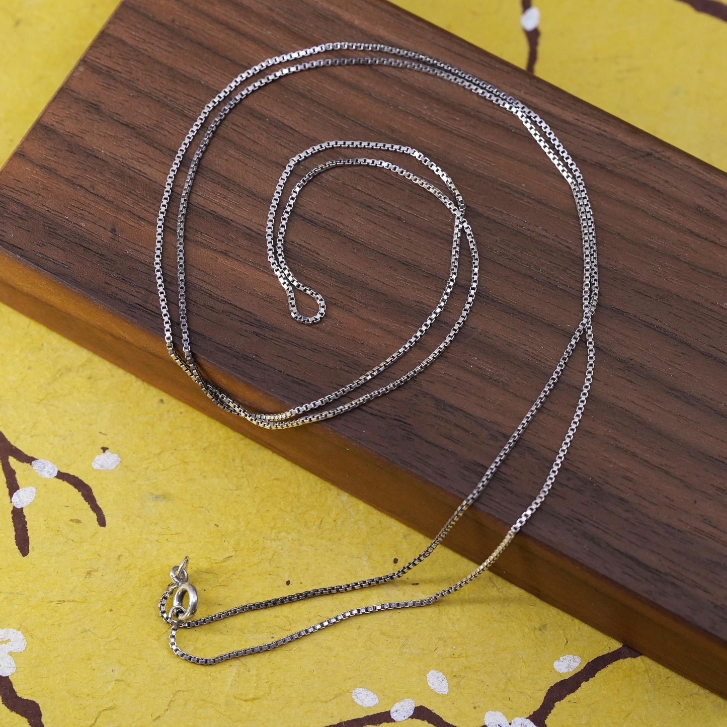30”, 1mm, vintage Sterling silver box chain, Italy 925 necklace