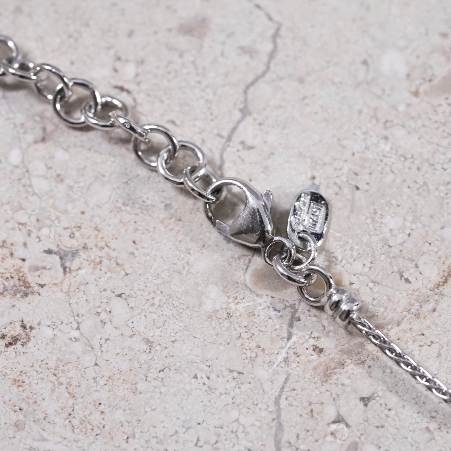16+2", 2mm, vintage Dyadema Sterling silver handmade necklace, 925 wheat chain