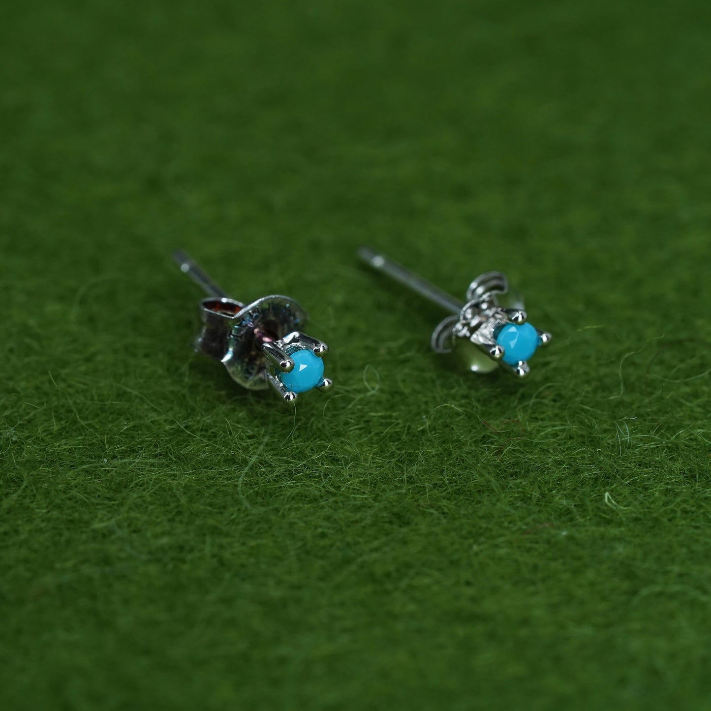 Vintage sterling silver handmade earrings, southwestern 925 studs w/ turquoise